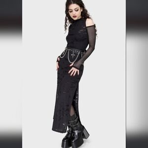 Killstar Black Distressed Maxi Dress